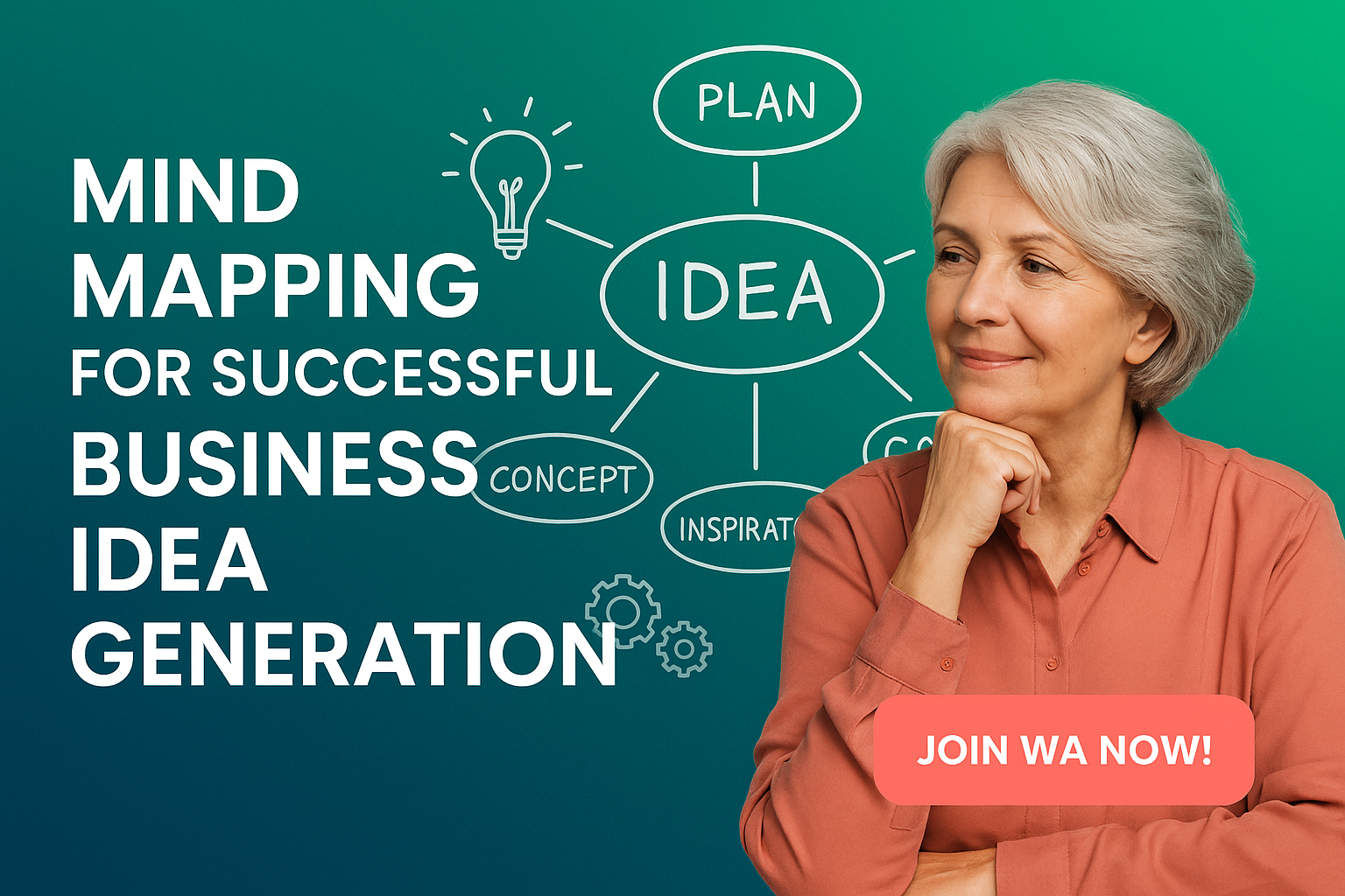Illustration representing mind mapping business idea generation with modern flat icons and styled design.