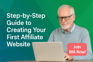 Illustration representing starting affiliate marketing no experience with modern flat icons and styled design.