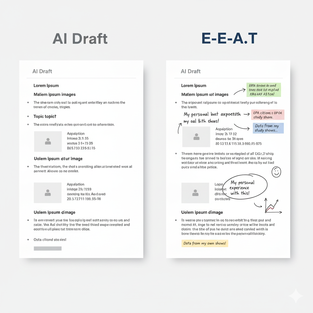 AI for bloggers in 2025 focused on E-E-A-T: human experience added to machine drafts.