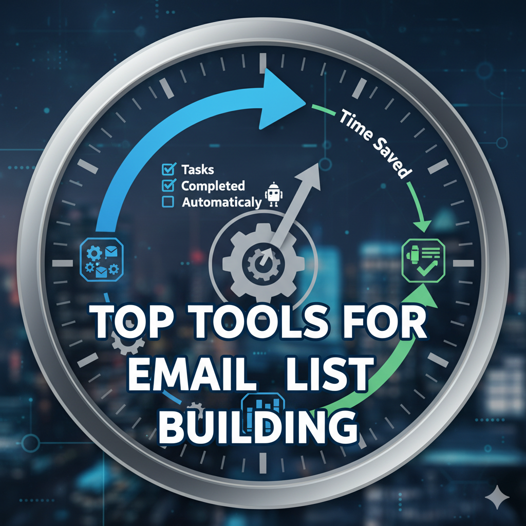 Graphic showing automated email workflows saving time for small business owners by turning manual tasks into automated sequences.