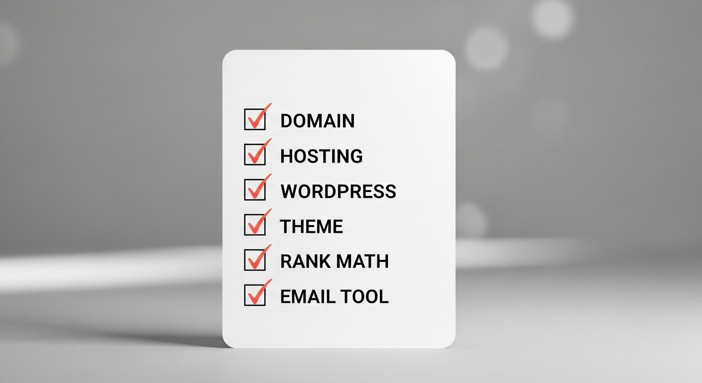 Fast setup checklist for WordPress and essential tools.