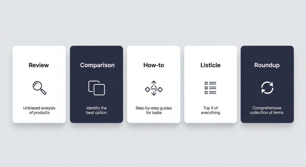 Common content types used in affiliate marketing 101