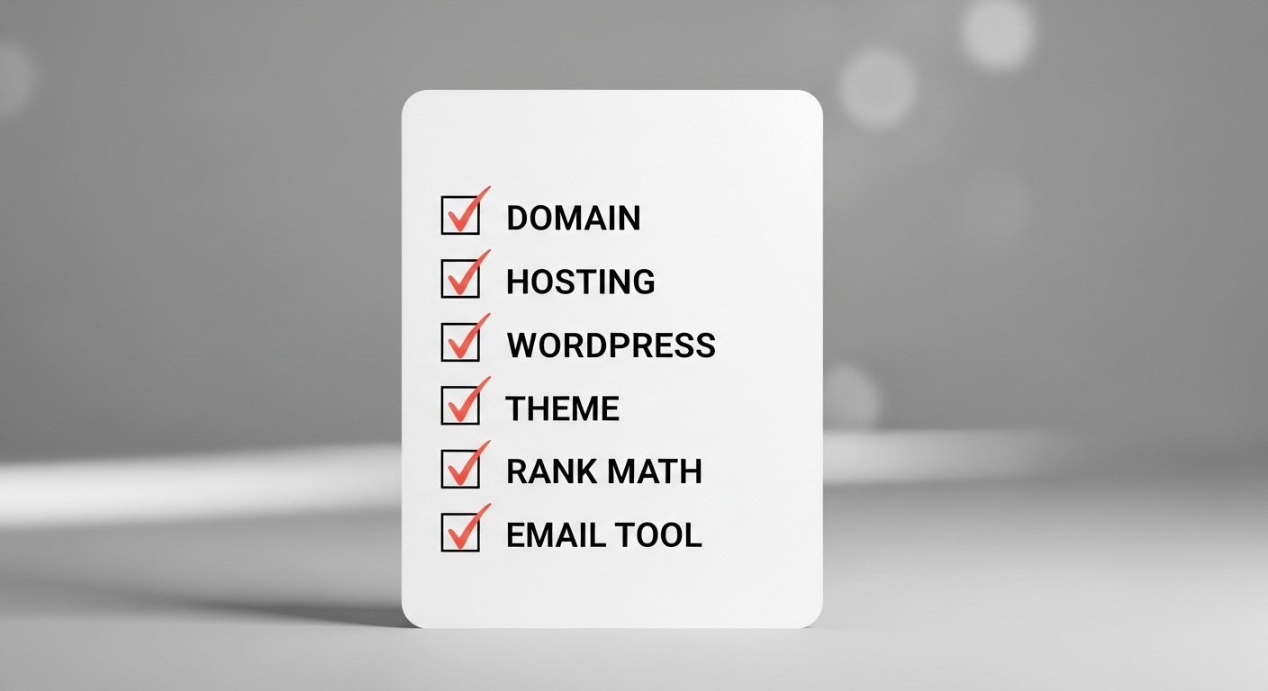 Fast setup checklist for WordPress and essential tools.