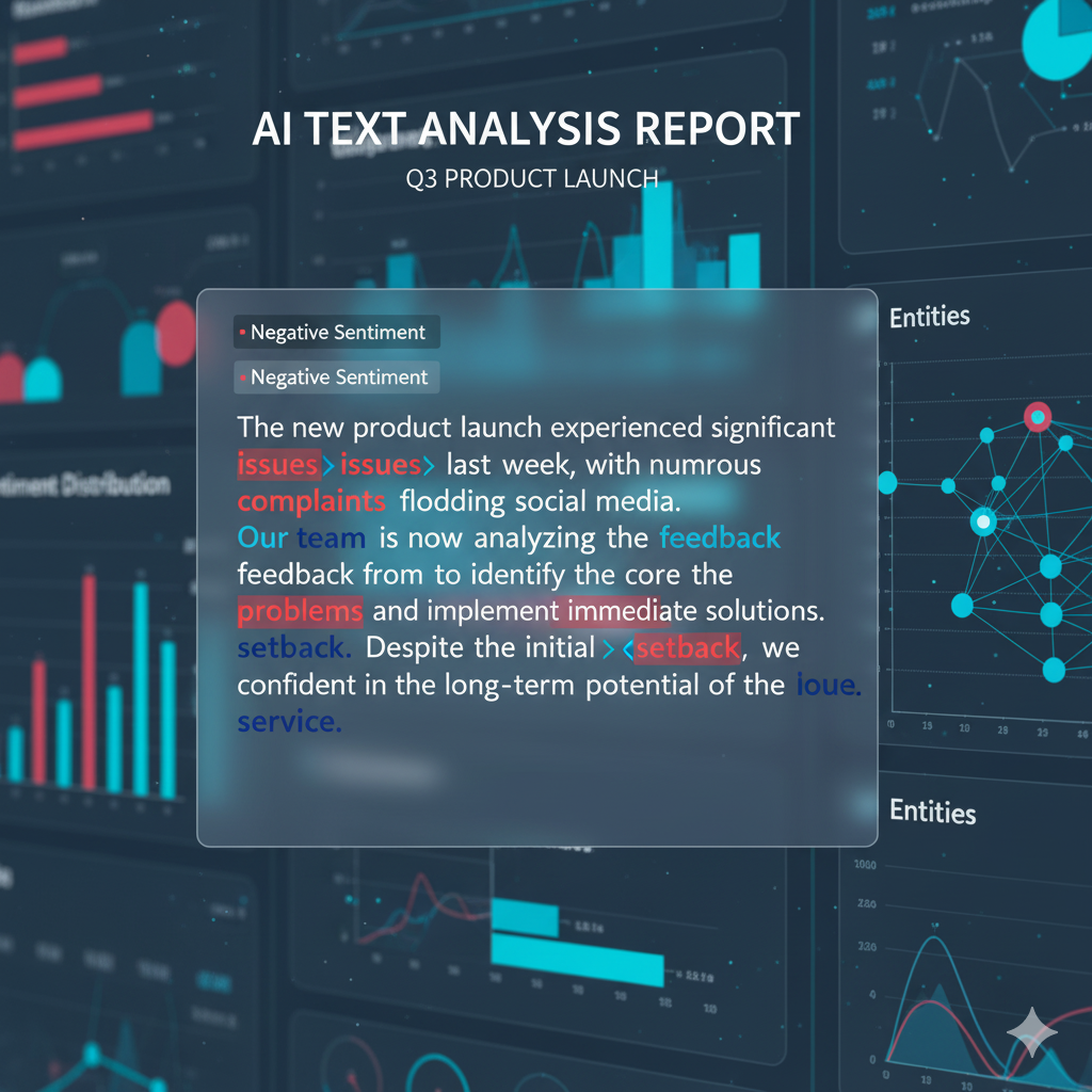Dashboard showing Best AI capabilities for content creation including Sentiment and Entity Analysis.