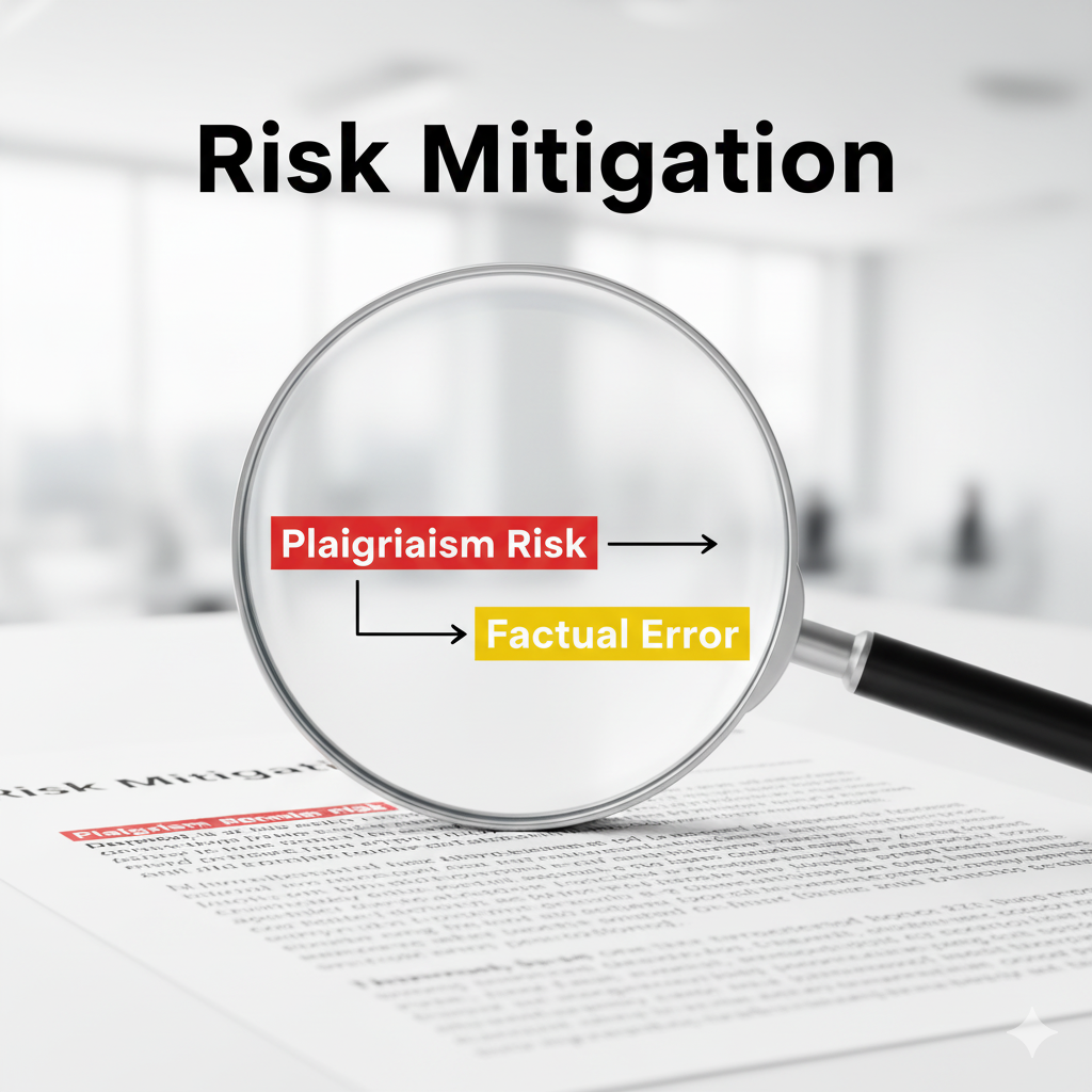 Checking for plagiarism and factual errors in AI-generated content quality assurance.