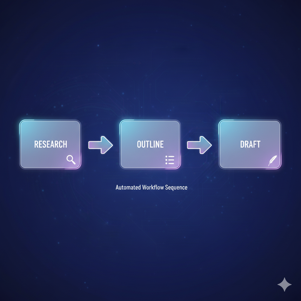Custom AI workflows and prompt chaining for advanced content automation.