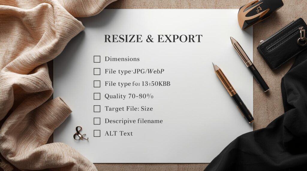 Resize and export checklist for blog graphics