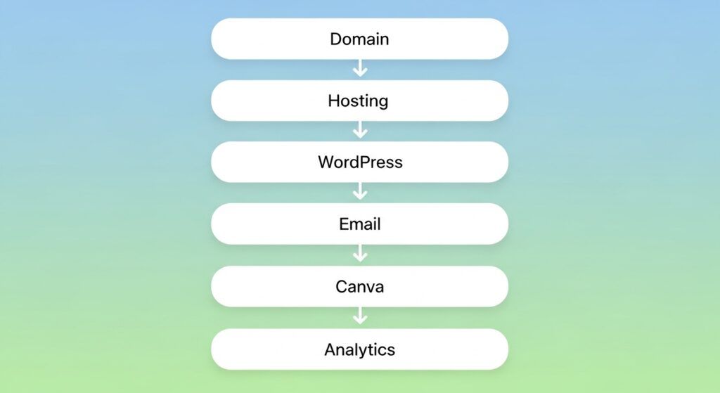 Diagram showing essential tools stack for an online business.