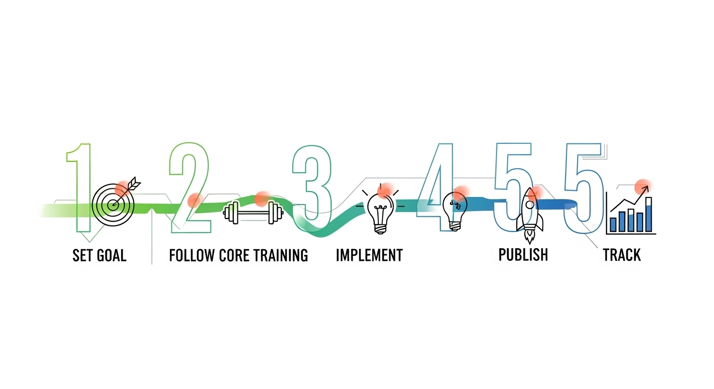 Follow core training path—set goal, implement, publish, track