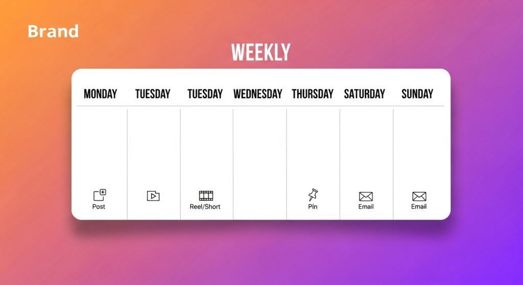 Simple weekly calendar showing a repeatable posting rhythm.