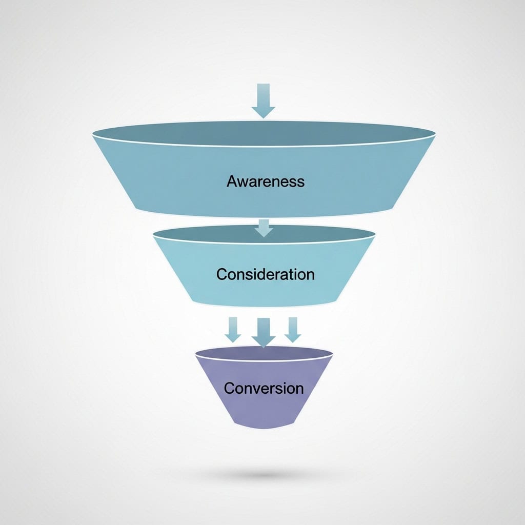 Sales funnel diagram for social media affiliate marketing.