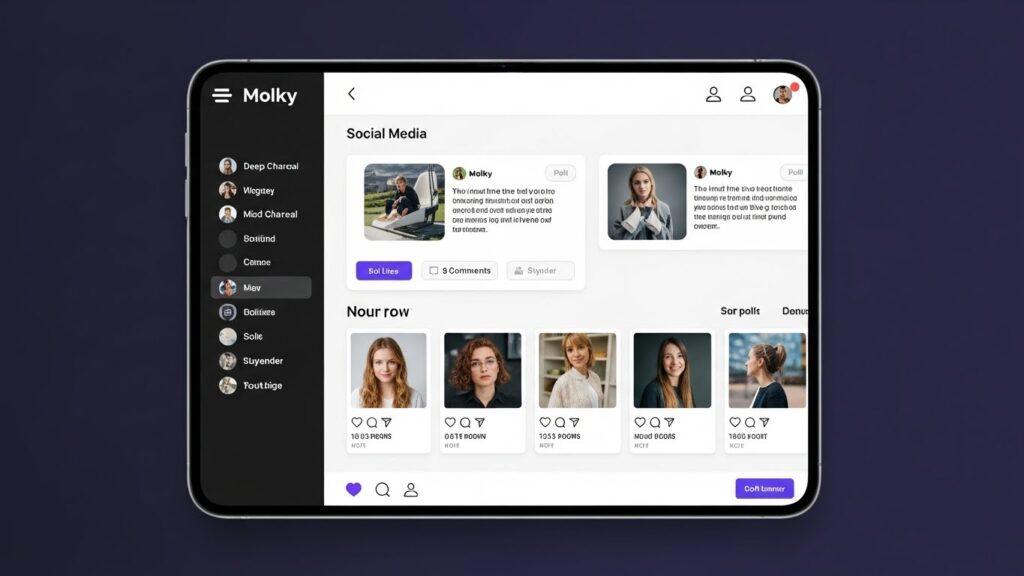 Social media users actively engaging with posts through likes, comments, shares, and interactive polls.