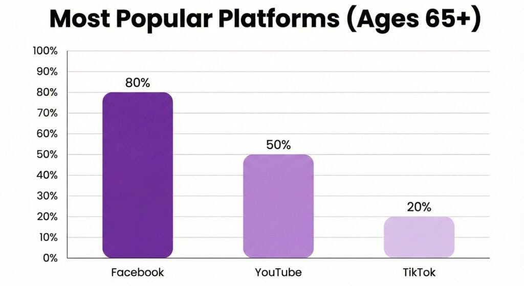 Chart showing Facebook popularity among seniors.