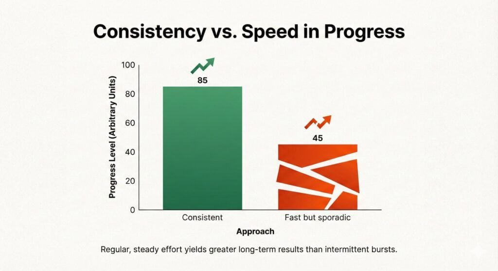 Chart showing that consistency is more important than speed in marketing