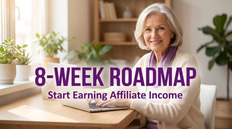 Senior woman at home office with laptop - Affiliate Marketing for Retirees Over 60: 8-Week Roadmap guide