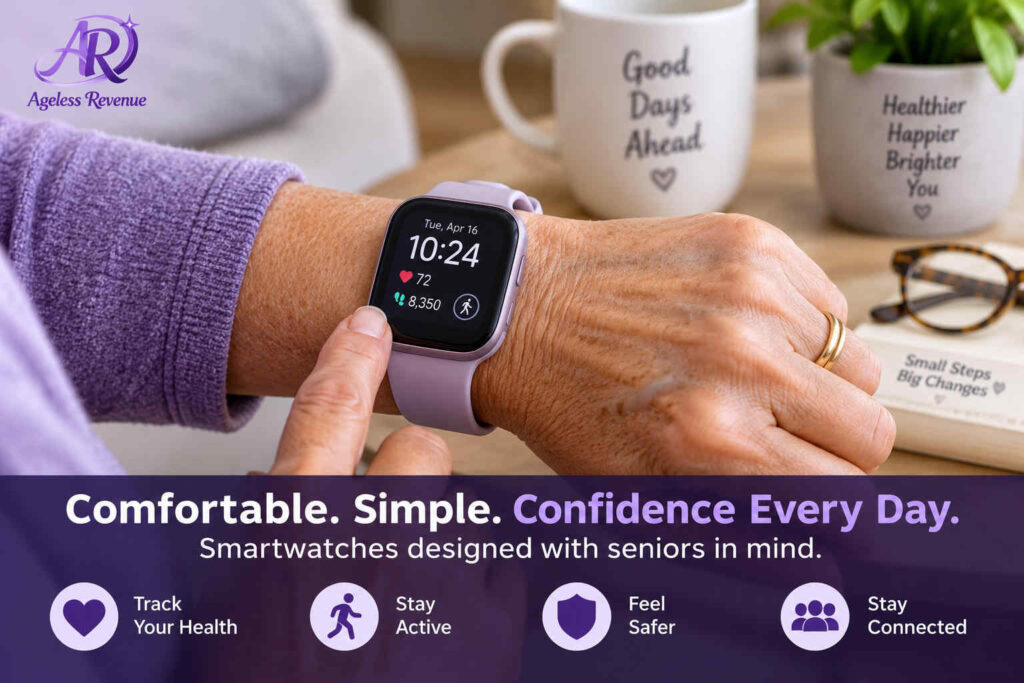 Senior wearing a comfortable, adjustable smartwatch band for daily wear